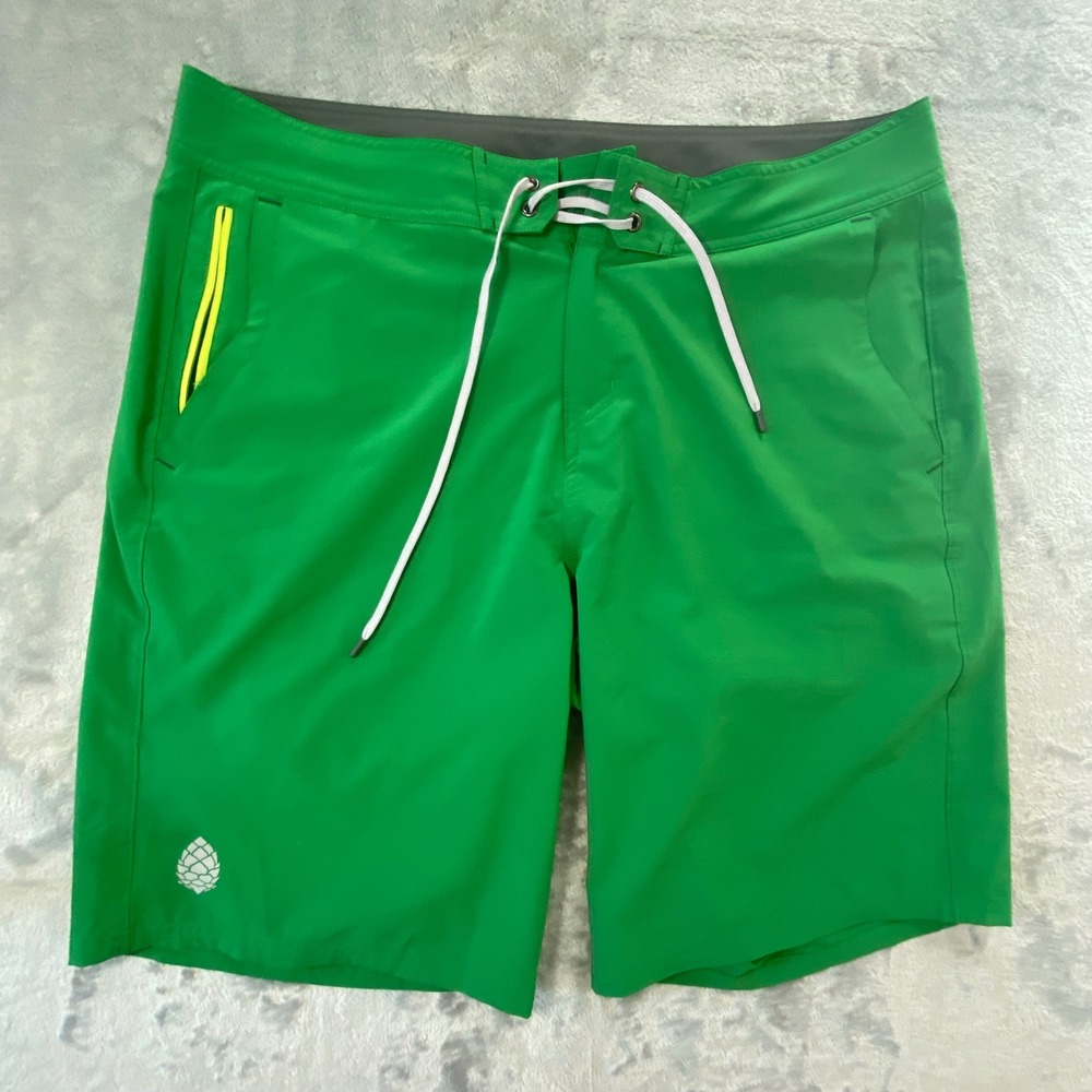 STIO Board Shorts Mens 38 Green Stretch Lace Up Pockets SS20FOC3 #2330 Summer